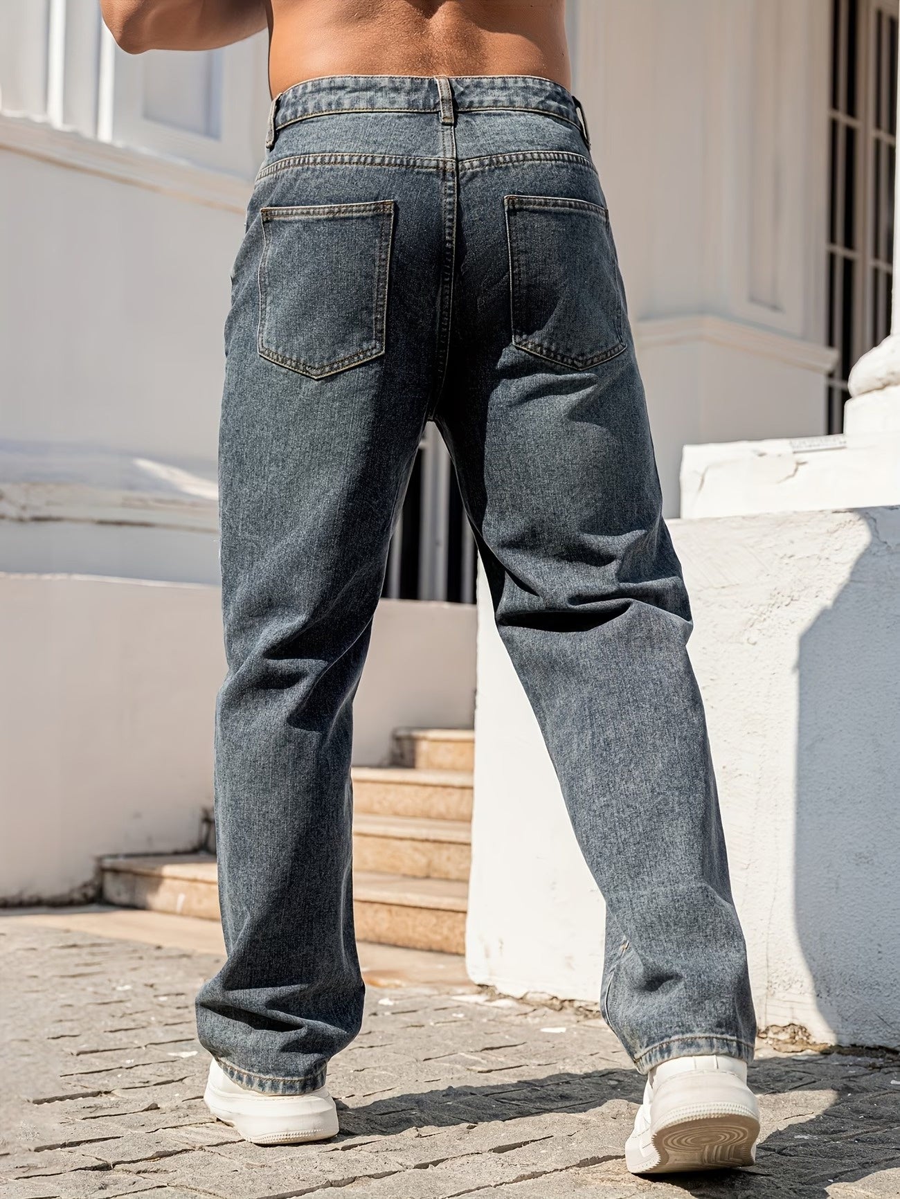 Men's Straight-Leg Faded Pants