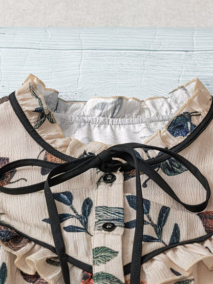 Women's Long-Sleeve Blouse with Floral Print