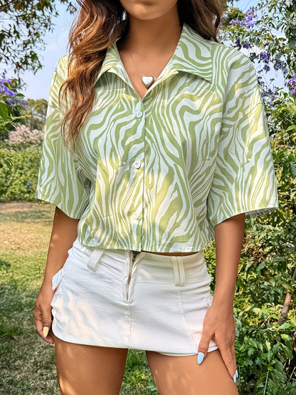 Women's Cropped Shirt with Zebra Print