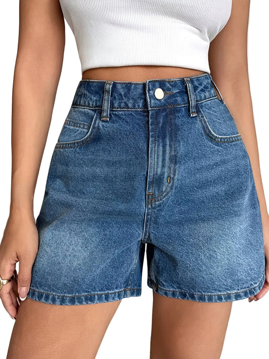 Women's High-Waisted Straight-Leg Shorts