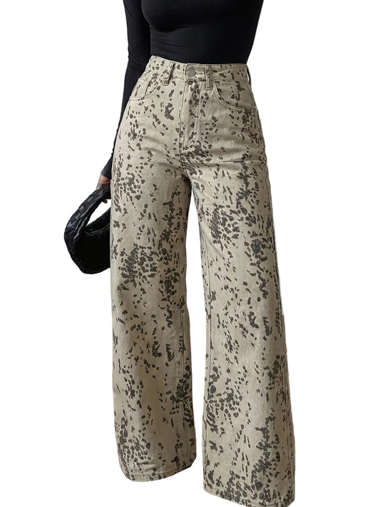 Women's Wide-Leg Pants with Abstract Print