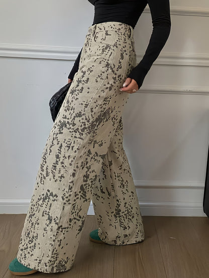 Women's Wide-Leg Pants with Abstract Print