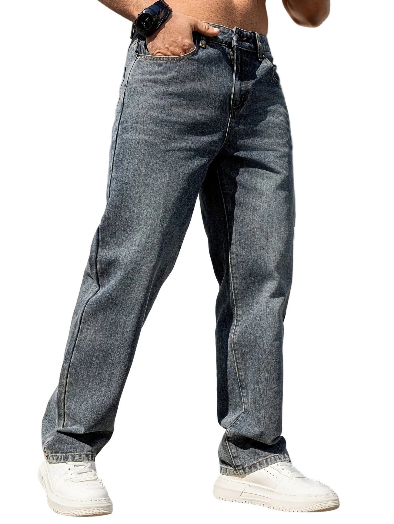 Men's Straight-Leg Faded Pants