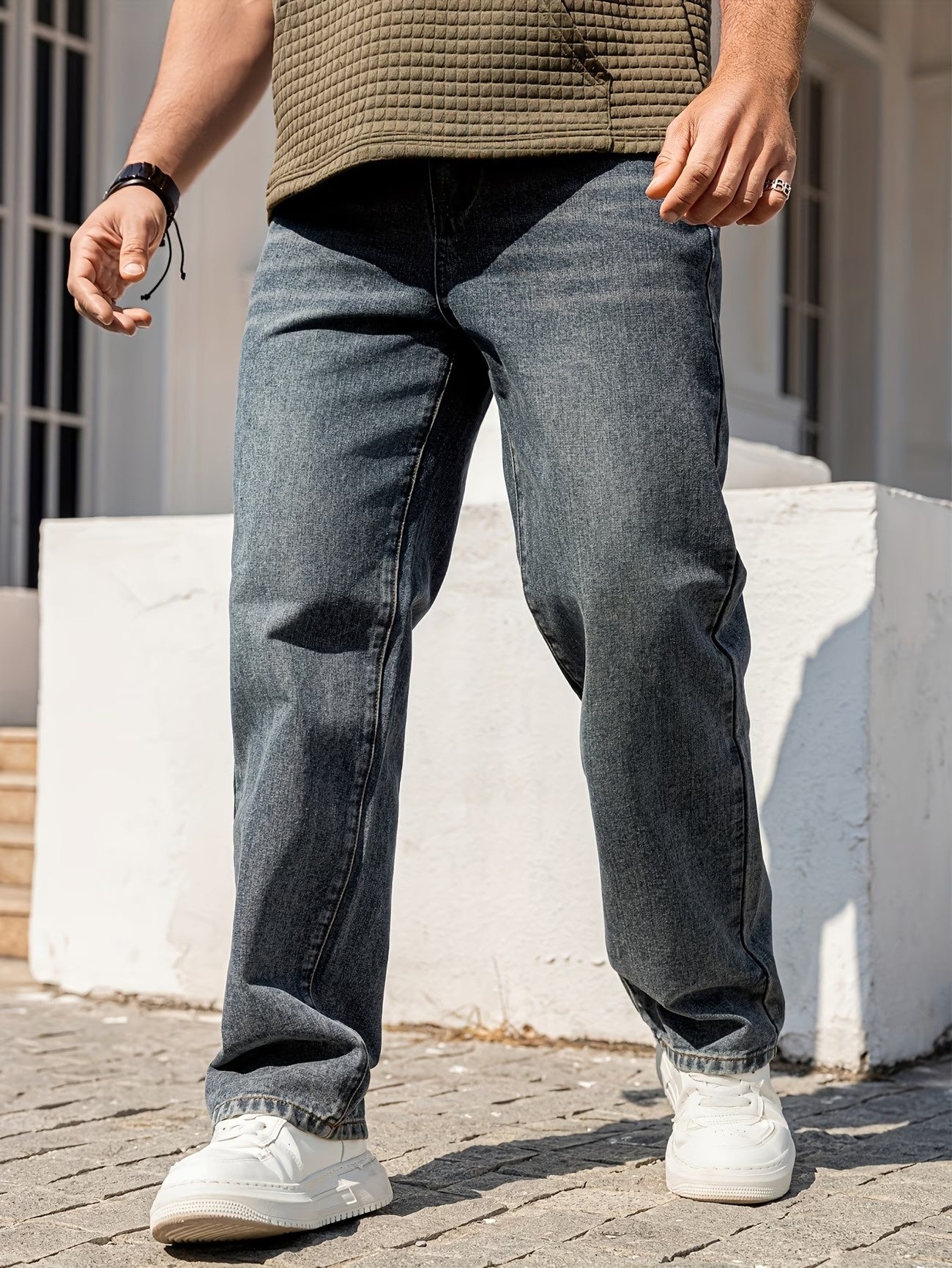 Men's Straight-Leg Faded Pants