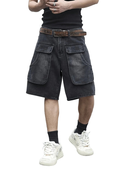 Men's Wide-Leg Cargo Shorts with Flap Pockets